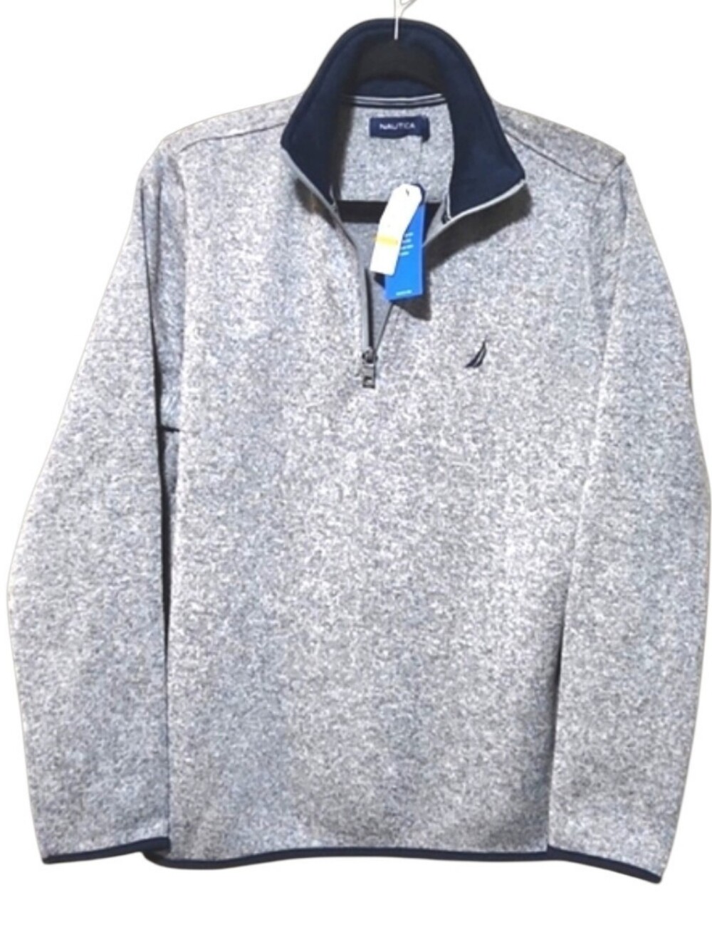 Nautica Men’s Heather Gray 1/4-Zip Fleece Pullover Sweater